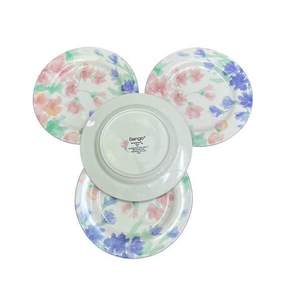 Sango Wisteria Round Salad Plates by Deborah Mallow Floral Pattern 3009 Set of 4 - Picture 3 of 5